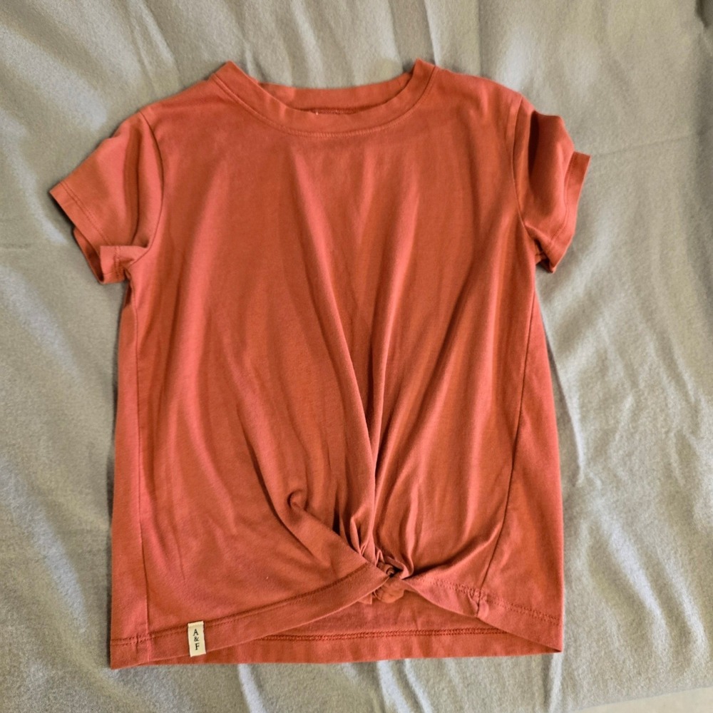 Abercrombie Twist Front T-Shirt Terracotta Kids Girls Size 7/8‎ Short Sleeve